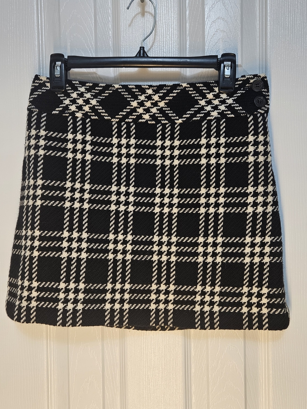 J. Crew Black and Cream Plaid Mini Skirt
